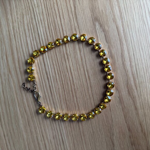 Anna Wintour Style Amber Yellow Round Crystal Statement Collet Necklace - Picture 6 of 11